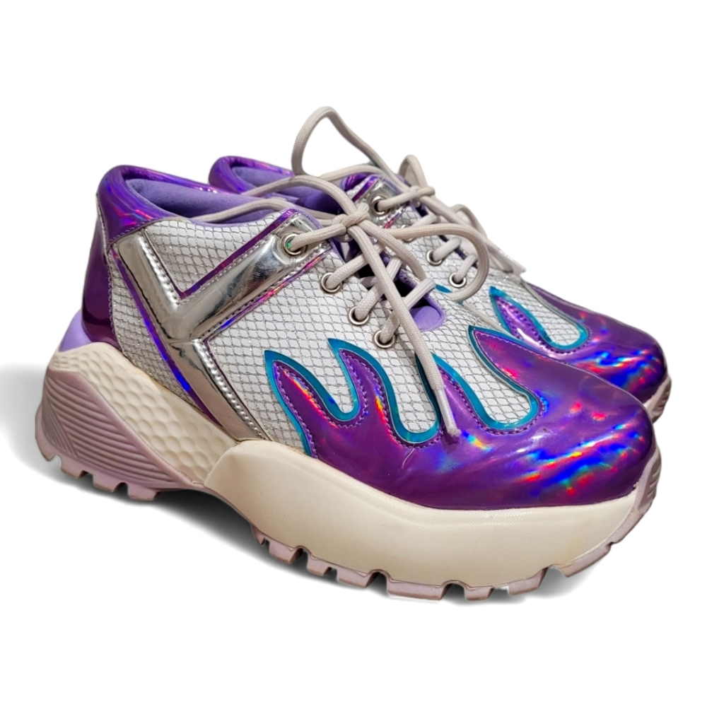 YRU Blaz3 purple holographic chunky fashion sneakers size 7